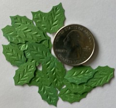 GREEN BRIGHT HOLLY LEAF Die-cut Embellishment(20pc) Garden•Berry•Christmas