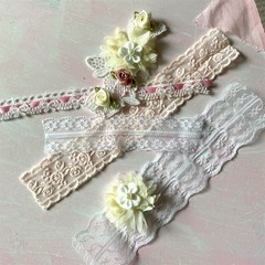 20pc Shabby Chic Junk Journal Making Kit, Handmade Ephemera, Cards, Lace Pockets