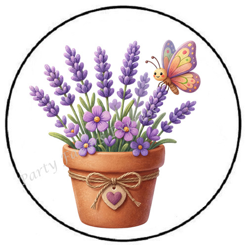 LAVENDER IN FLOWER POT ENVELOPE SEALS LABELS STICKERS PARTY FAVORS