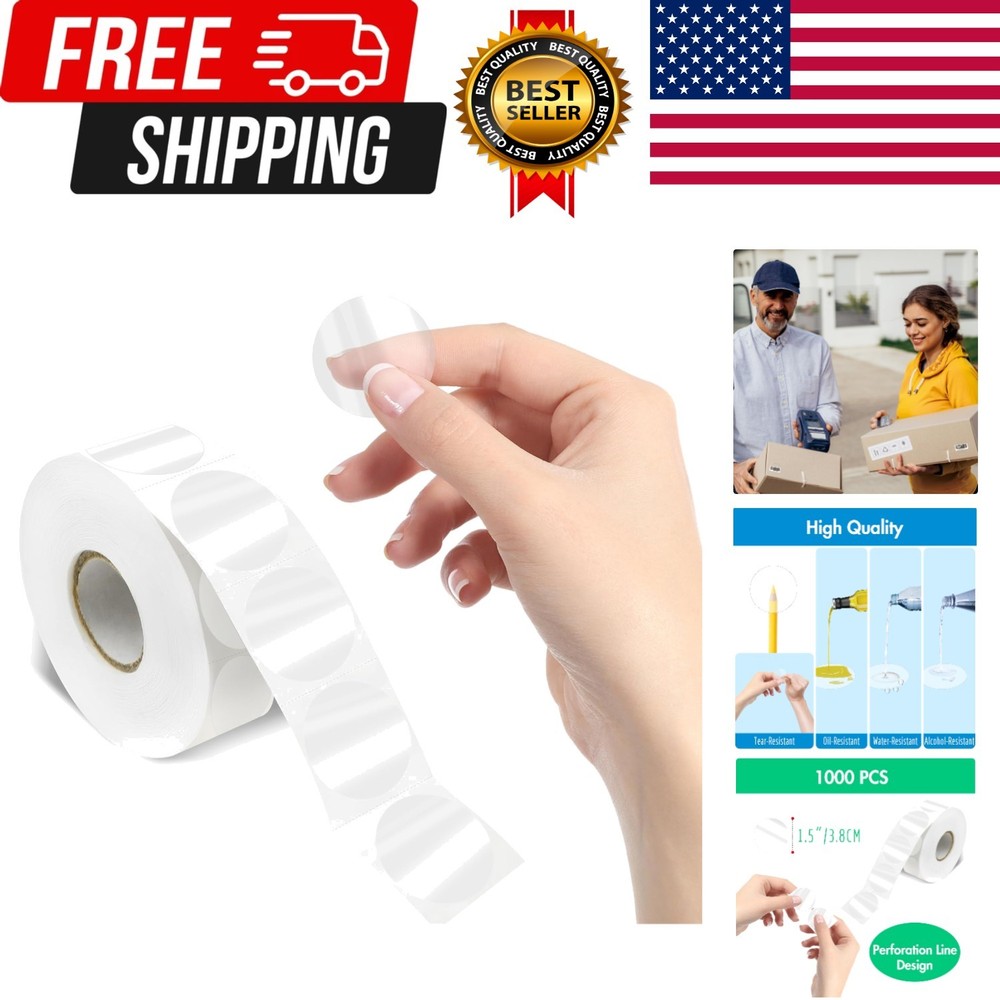1000 PCS Round Clear Seal Stickers, Transparent Envelope Mail Wafer Seal Self…