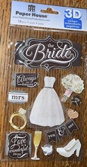RARE Paper House Wedding The Bride Mrs Alway Forever 3D Dress Bouquet Ring Love