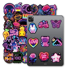 10/30/50PCS Kawaii Neon Lamp Sticky PVC Sticker Phone Aesthetic DIY Decoration S