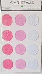12pc Paper Crafts Christmas PASTEL WAX SEALS Dimensional Stickers, NEW
