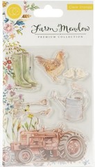 New Craft Consortium A5 Clear rubber Stamp HARVEST FARM MEADOW free USA ship