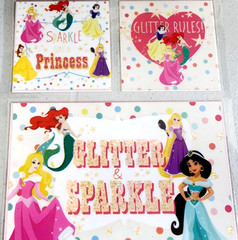 Disney Princess Glitter Sparkle Clear Sticker Sheet 12″ Scrapbook Journal