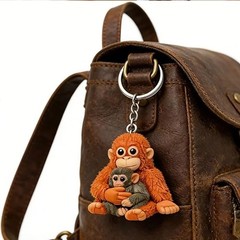 Punch The Monkey Keychain 3D Printed Holding Plush Toy Hanging Keyring