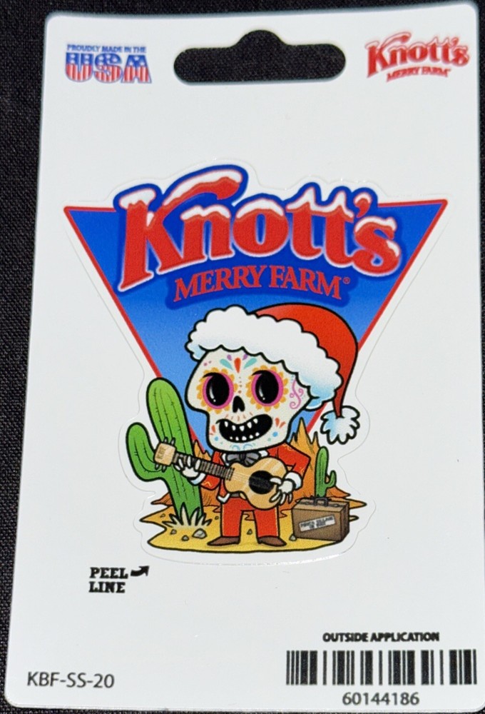 KNOTTS MERRY FARM STICKER✨🎄💀❤️🌵✨2 3/4” X 2 1/2”✨GLOSSY✨SKULL ✨MUSIC 🎶 ❤️💫