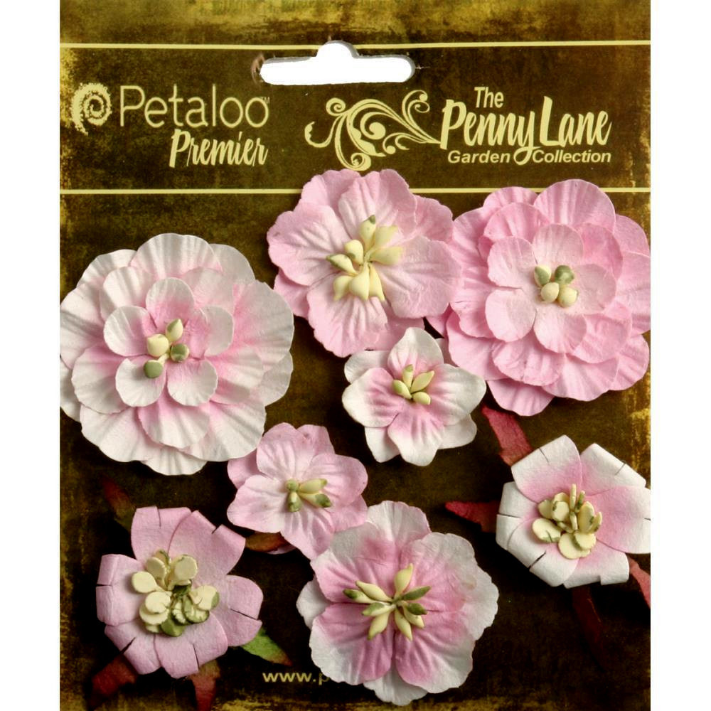 Mixed Blossoms SOFT PINK 8 Paper Flowers 25-45mm across Penny Lane Petaloo X A