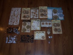 NW 16pks FLORAL CANVAS BURLAP FLORAL STICKERS SHADOW BOX SCRAP BOOK CRAFT OTHER