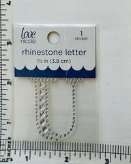 Letter U Rhinestone Sticker 1.5″ Clear Silver Glitter Scrapbook Monogram Bling