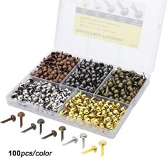 500pcs Multicolor Metal Paper Fasteners 8x17mm Brads Round Head Split Pin