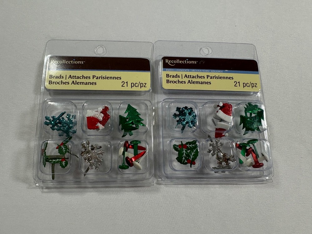 RECOLLECTIONS 2-PACK CHRISTMAS BRADS EMBELLISHMENT TOTAL OF 42 PIECES