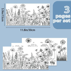 3 Sheet Black White Rub on Transfers for Crafts 6X12 Flower Furniture Rub on Tra