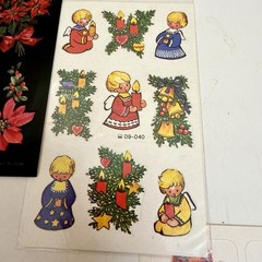 Ruth Morehead Christmas Angel stickers Bsb Lot Poinsettia Kids Craft Card Vtg