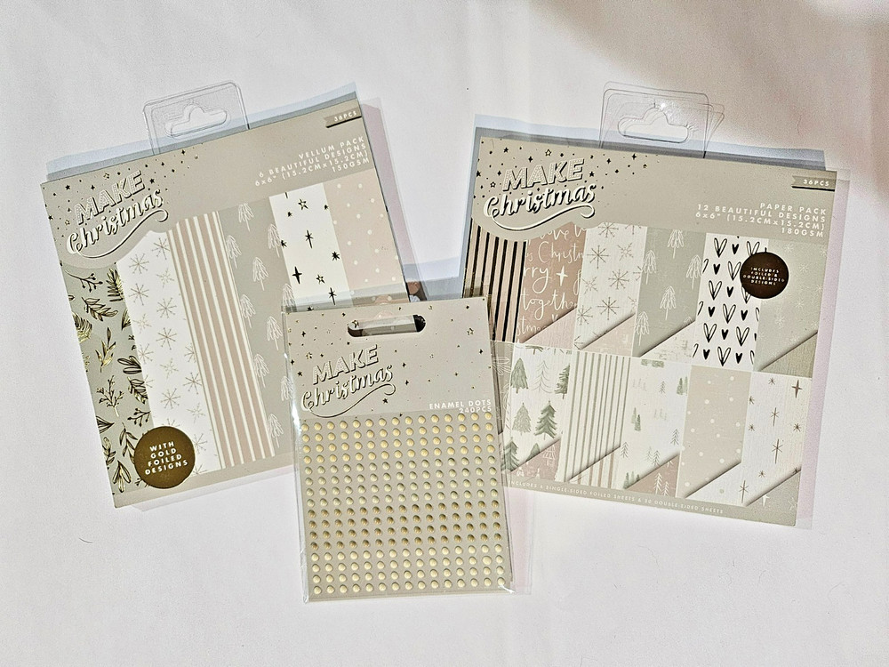 Make Christmas Scrapbook Paper, Vellum, and Enamel Dots