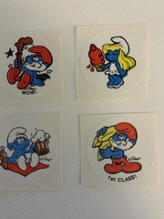 vintage Stickers Scratch N Sniff SMURFS 6 1980s