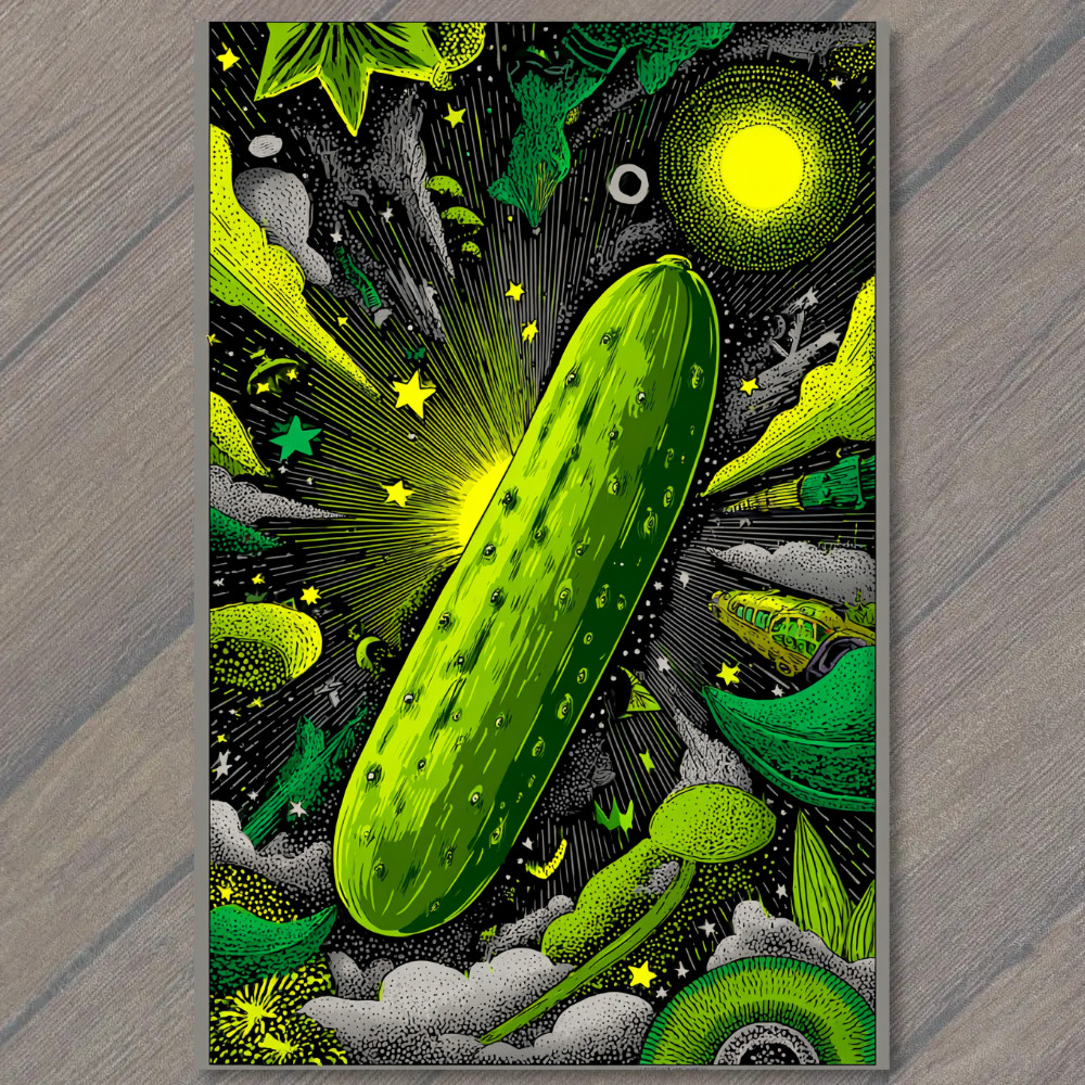 STICKER Cosmic Pickle Space Stars Neon Galaxy Funny Outer Space Vegetable Art