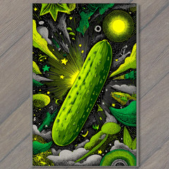STICKER Cosmic Pickle Space Stars Neon Galaxy Funny Outer Space Vegetable Art