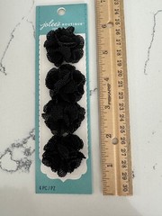 Jolee’s Boutique Embellishments Pk of 4 Black Mini Burlap Flowers Scrapbooking