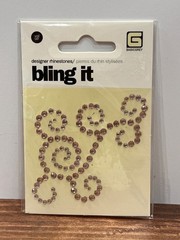 BasicGrey Bling It Designer Rhinestones Pink Swirl Design BLI-1724