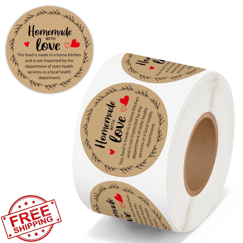 PANTIDE Cottage Food Law Labels Kraft Brown 2″ Round Stickers 500 Count