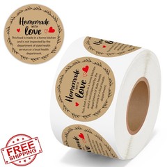 PANTIDE Cottage Food Law Labels Kraft Brown 2″ Round Stickers 500 Count