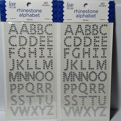Rhinestone Alphabet Stickers 19mm 2 Sheets 40 Stickers Each Bling