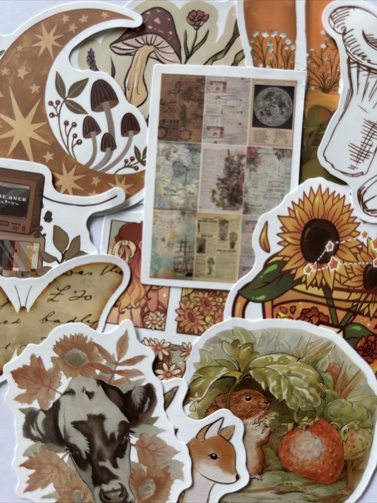 WOODLAND ASSORTMENT Stickers(6pc)Fairy•Mushroom •Animals•Flowers•Nature•Trees•