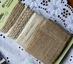 NATURAL Mixed BURLAP JUTE TRIM 4 Styles Ea Piece over 1 Metre Petaloo J