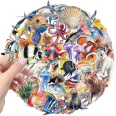 50PCS Marine Animal Cartoon Stickers Octopus Shell Fish DIY Scrapbooking Station