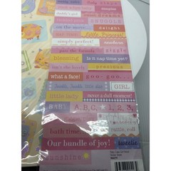 Daisy Hill Baby Stickers Scrapbooking Embellishments Words Animals New 3 Sheets