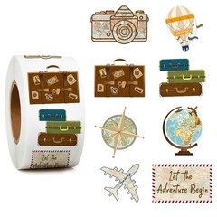 1000pcs Retro Travel Stickers in 1 Roll for Travel Scrapbook Supplies, 1.5 In…
