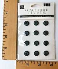 Chatterbox Scrapbook Rivets package of 12 Black Round Snap-on Fasteners