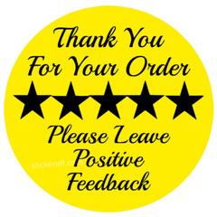 Thank You Stickers 5 Star Feedback Labels Small Business Packaging
