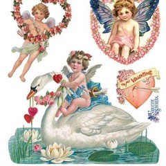 Violette Stickers – Love Angels – 2 Victorian Cherubs Sticker Sheets – Crafts