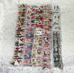 LOT of 10 SEWN Paris Theme Fabric Ruffles For Junk Journals Scrapbook Pockets