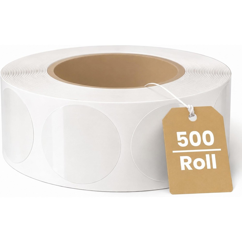 Circle Clear Stickers, Clear Dot 1.5 in 500/Roll Round Wafer Envelope Seals