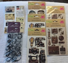 Crafters Square Vintage Travel & Adventure Themed, Puffy Stickers Etc(Lot of 8)
