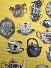 Set of 15 Vintage Teacups English Tea Time Photos Stickers Scrapbooking