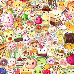 108Pcs Food Stickers Pack for Scrapbooking, Water Bottles, Laptops, and More