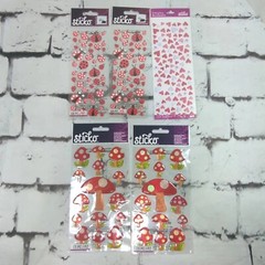 Sticko Scrapbooking Stickers Autocollants Lot Of 5 Lady Bugs Mushrooms Hearts