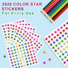 2520 PCS 0.6″ Foil Star Metallic Stickers Star Stickers for Kids Reward for Beha