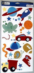 Pebbles Retro Boy Toys Bugs Cardstock Stickers Scrapbooking 2011 6×12 NOS