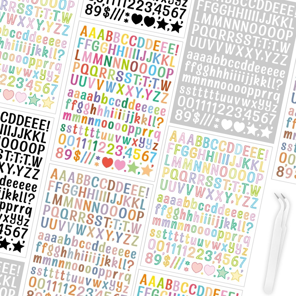 30 Sheets Vinyl Letters Stickers Small, Tiny Letter and Number Stickers 1/2 i…