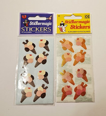 StickerMagic Stickers Lot 2 Strips New Packages ~Ice Cream Cones~ Pearl & Reg