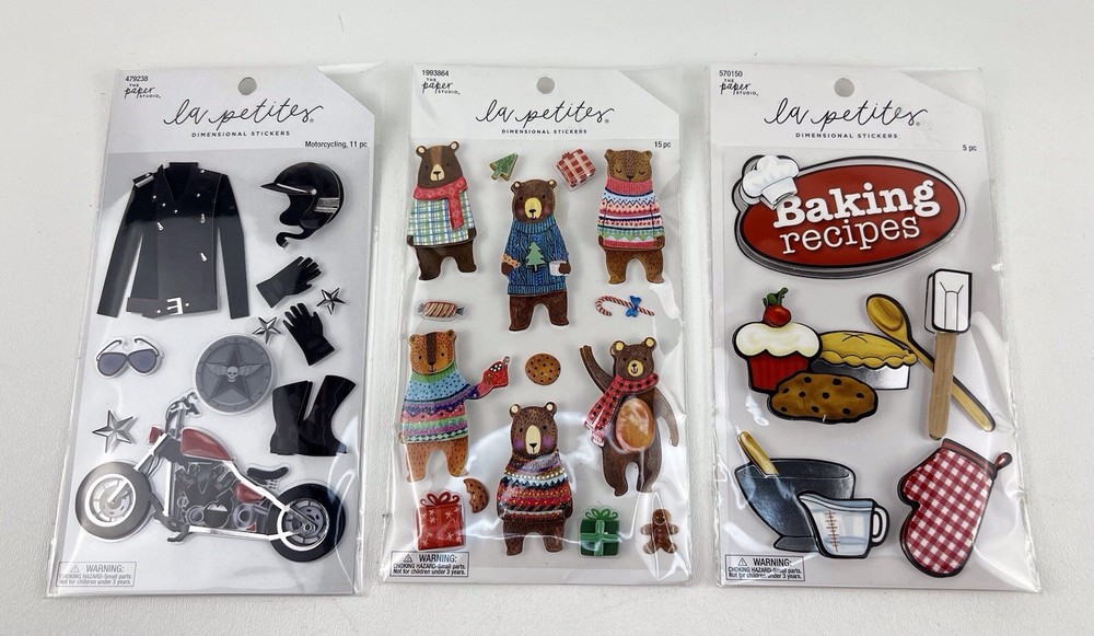 Motorcycle Bears And Baking Stickers The Paper Studio 3 Sticker Sets