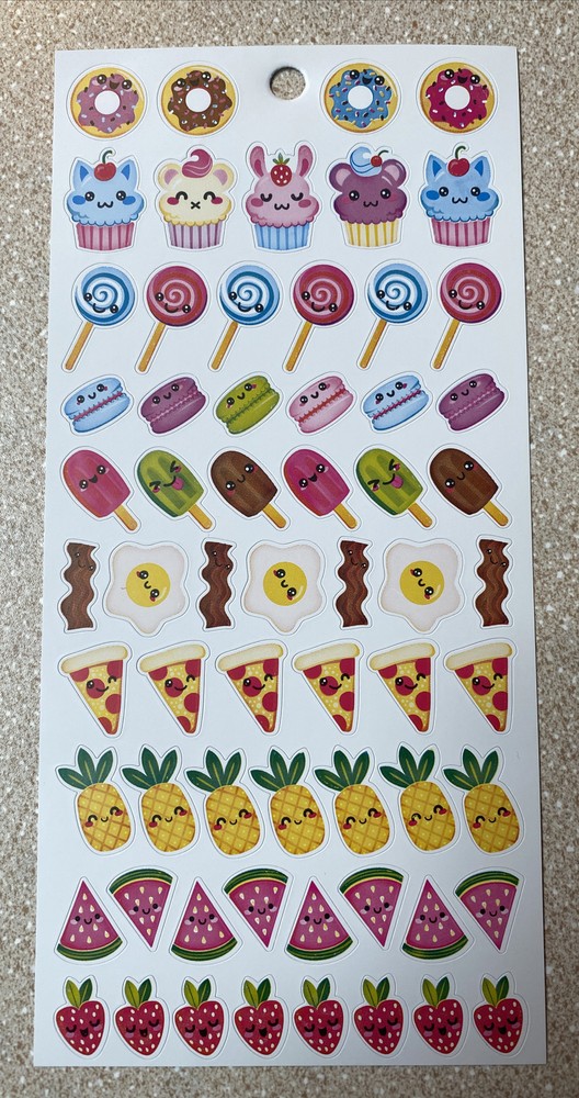 Cute Sweets Cupcakes Doughnuts Lollipop Macron Popsicle Fruit Pizza Stickers New