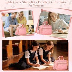 All-in-One Bible Cover Case for Women, Quilted Bible Study Journaling Kit wit…