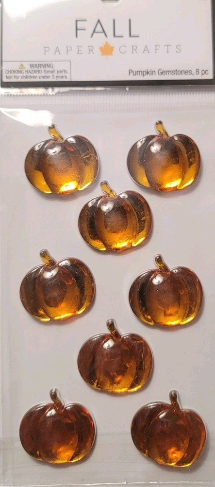PUMPKIN STICKER «GEMSTONE» (8 PIECES) 1 INCH WIDE RAISED PLASTIC PUMPKINS 🎃 🎃