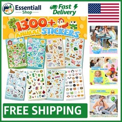 1300+ Cute Animal Stickers: Waterproof, Reusable for Kids’ Crafts & Scrapbooking